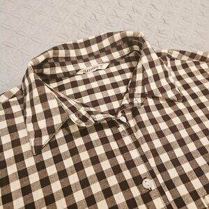 Terranova Women's Shirt Blouse Top Oversize Long Sleeve Cotton Checked Size M